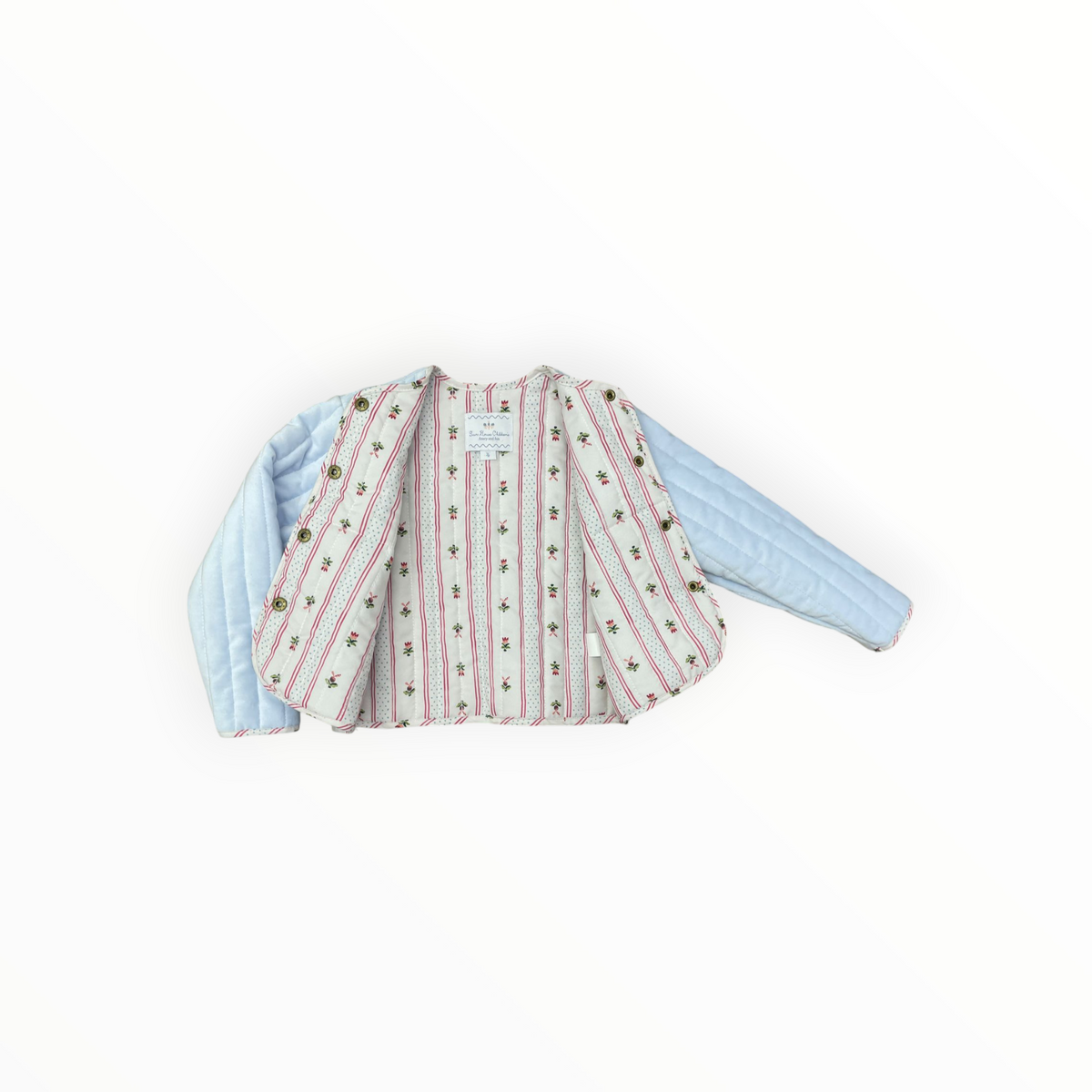 Quilted Velvet Jacket in Frost and Holiday Dot Stripe