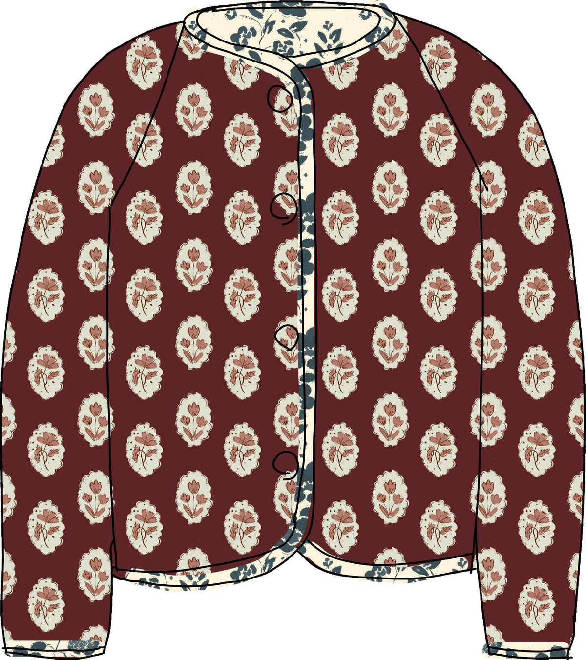 Quilted Jacket in Intaglio Maroon