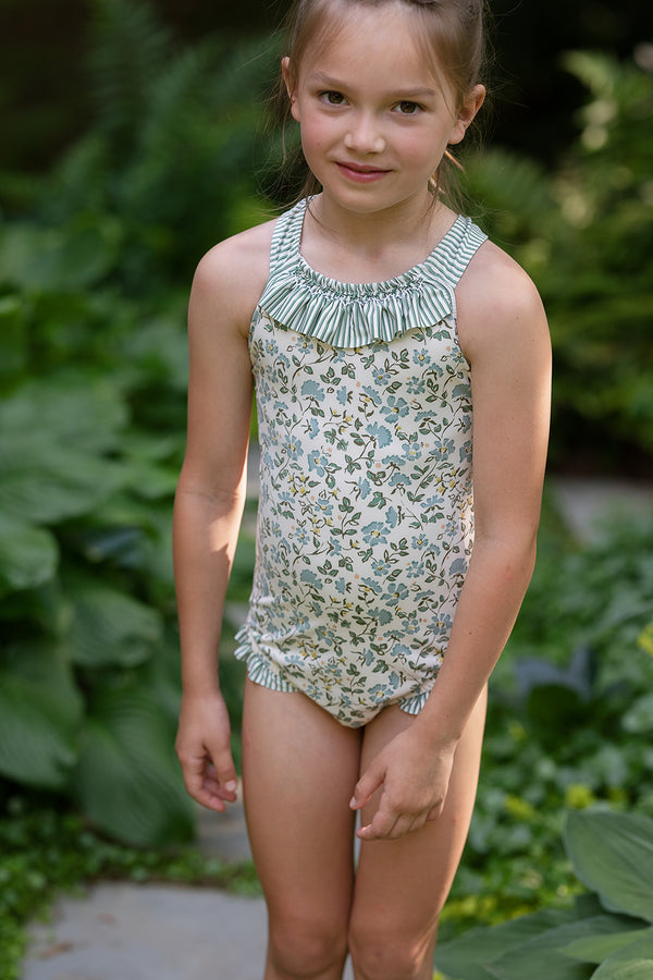 Dottie Suit in Mimosa Flower Cream/French Ticking