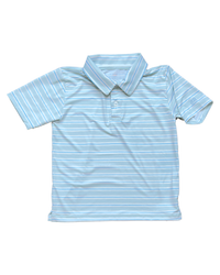 Athletic Polo in Stripe in Blue Jay