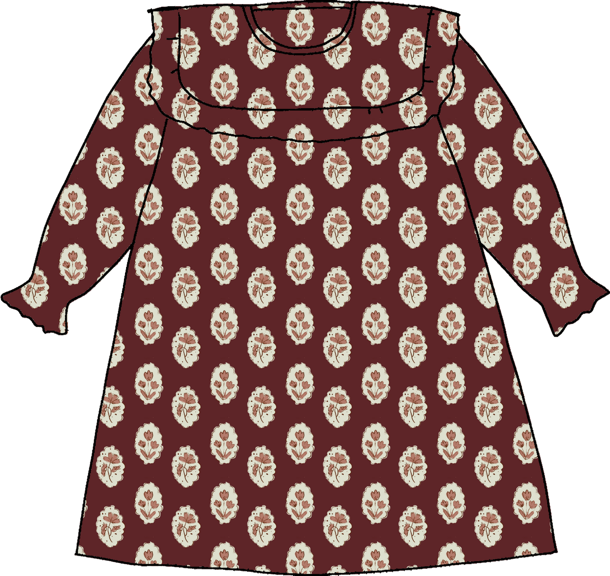 Britta Dress in Intaglio Maroon