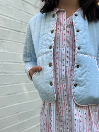Quilted Velvet Jacket in Frost and Holiday Dot Stripe | Girls Jacket