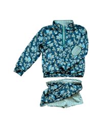 Kitt Set in Spring Mustard Flower In Navy/ Apple Check