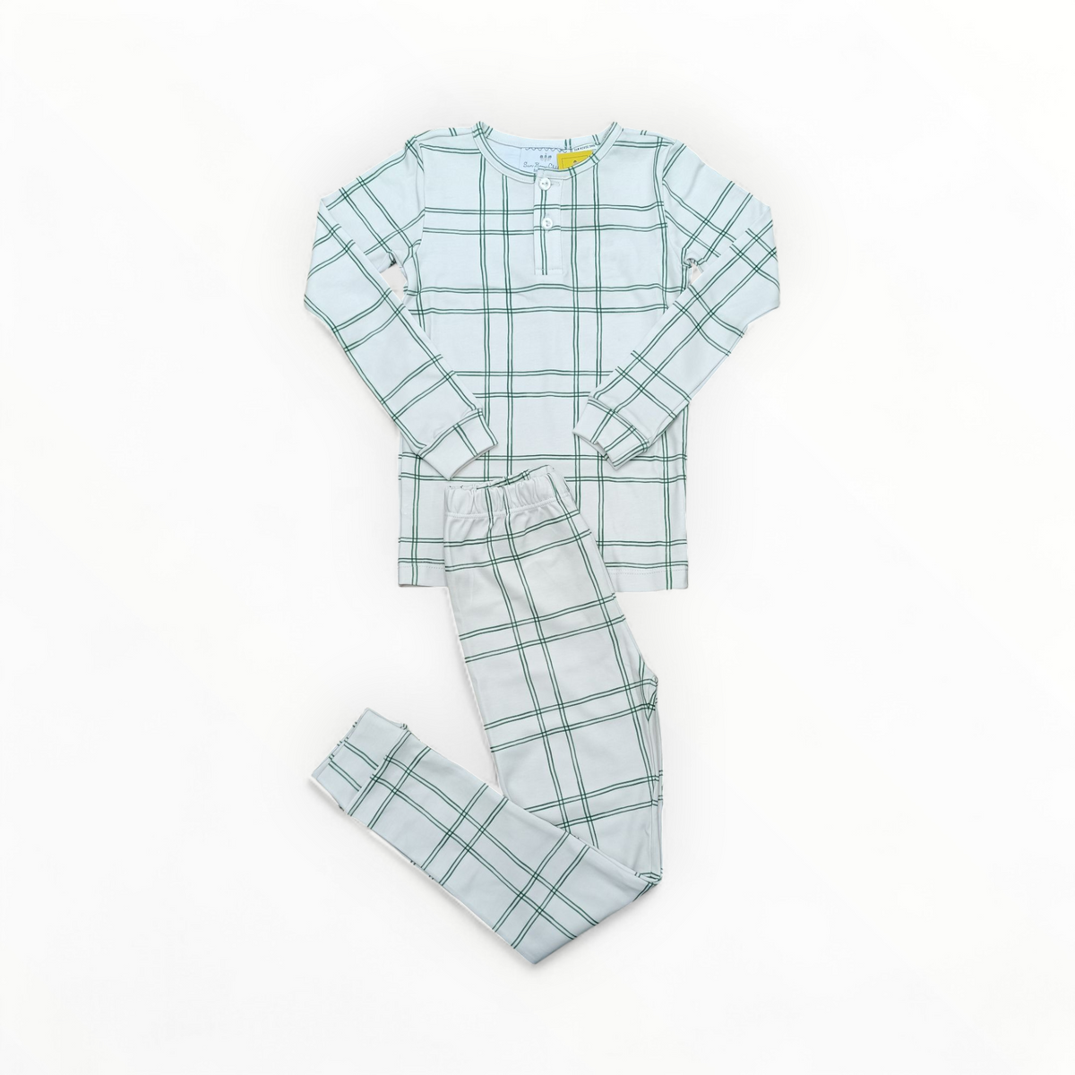 Boys Pajamas in Green Window Pane