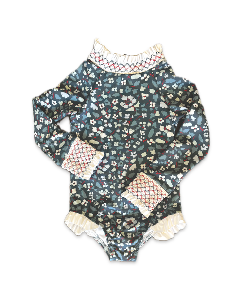 Austen Smocked Suit in Blue Darby
