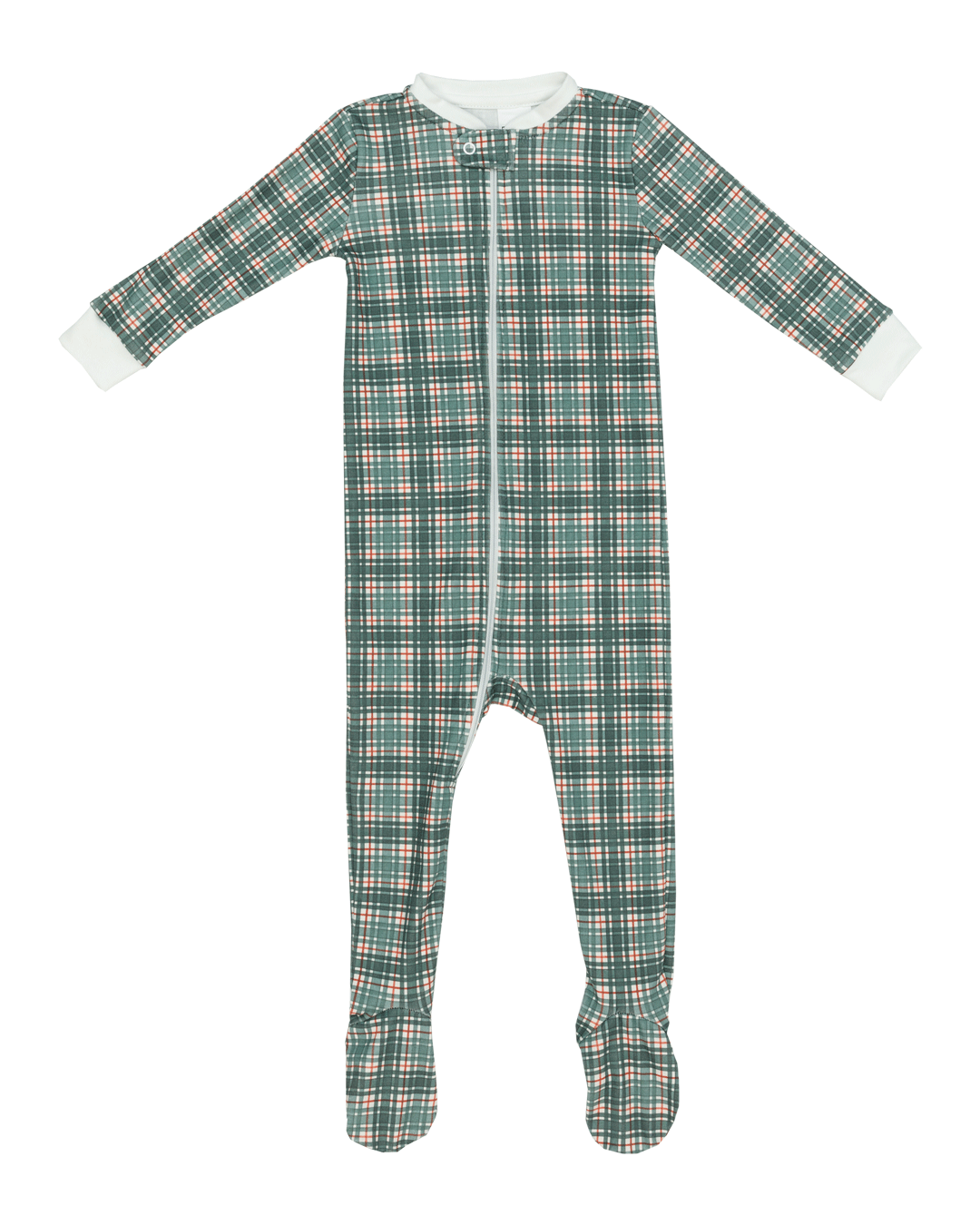 Footie Pajamas in Cavalier Plaid + Clara Floral