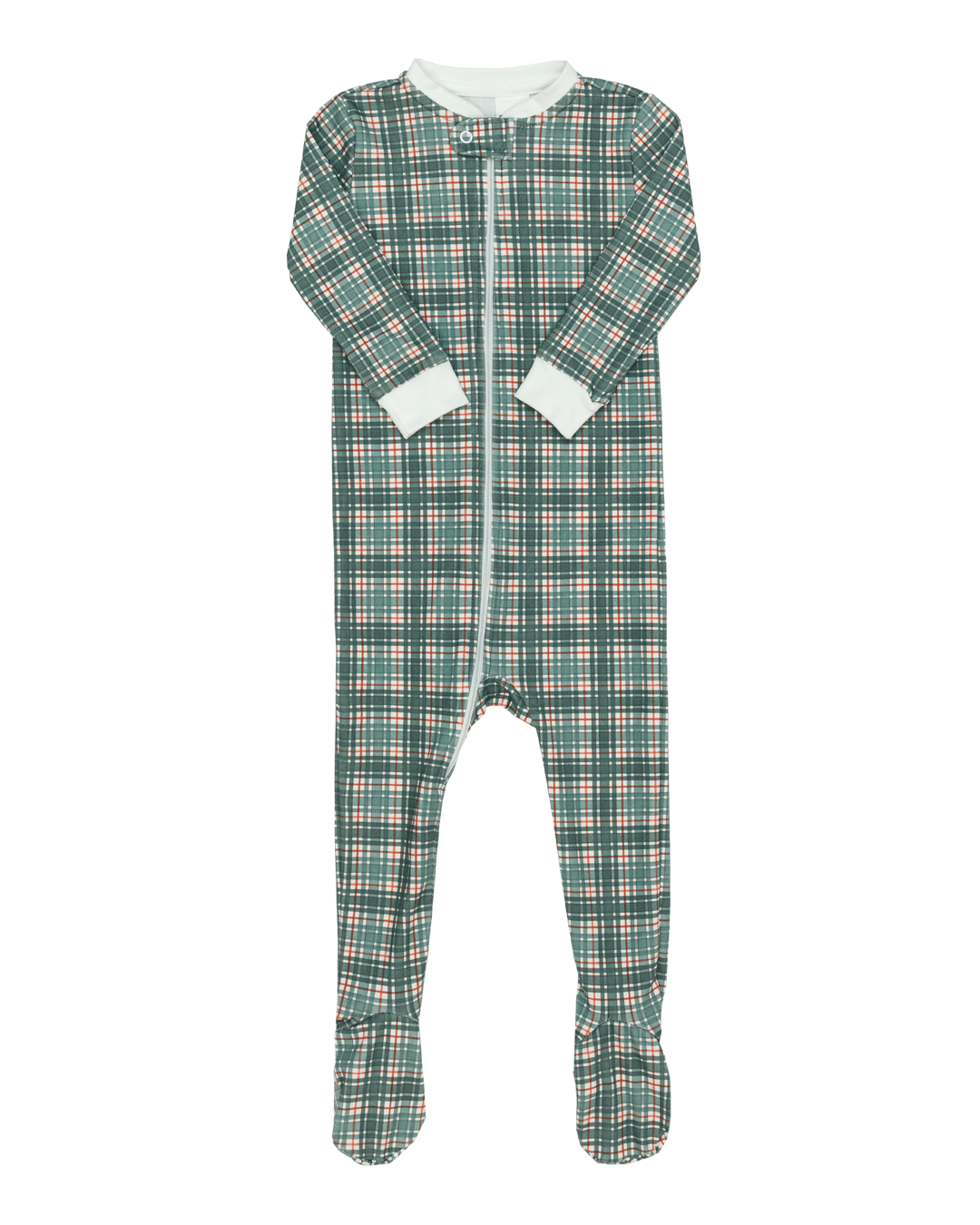 Footie Pajamas in Cavalier Plaid + Clara Floral