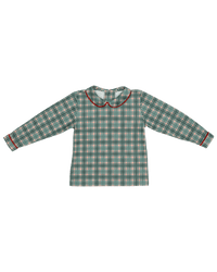 Peter Pan Piped Shirt in Cavalier Plaid