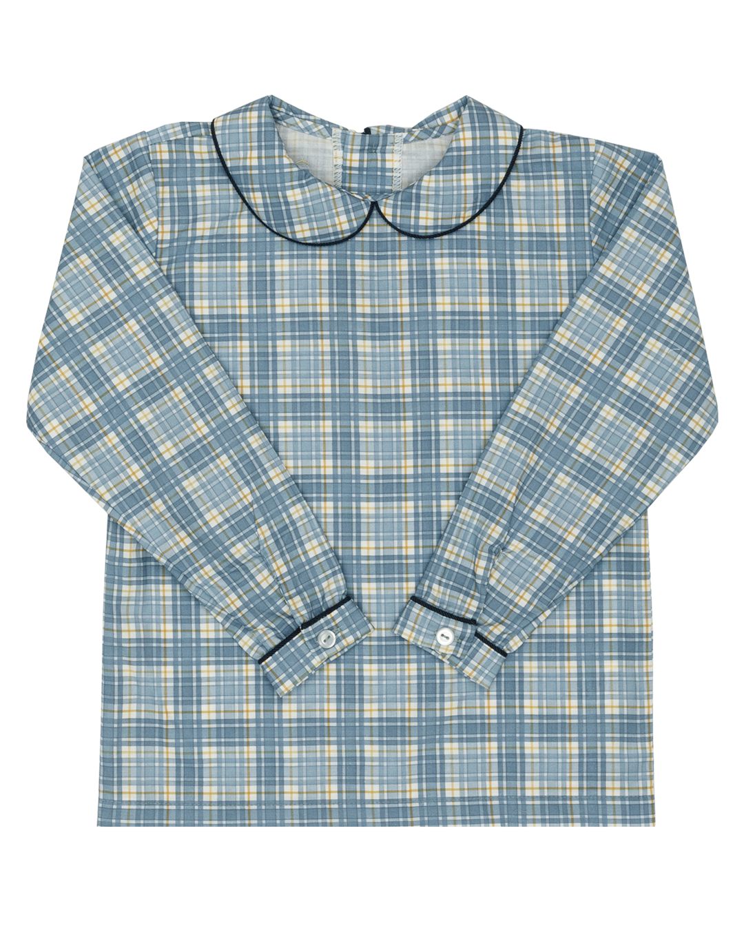 Piped Peter Pan Top in Marta Plaid