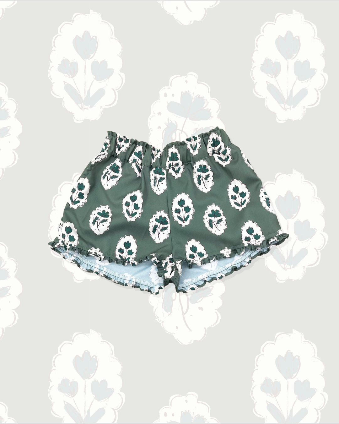 Girls Alcott Ruffle Short in Intaglio Green | Classic Fall Cotton Short with Pockets Fall