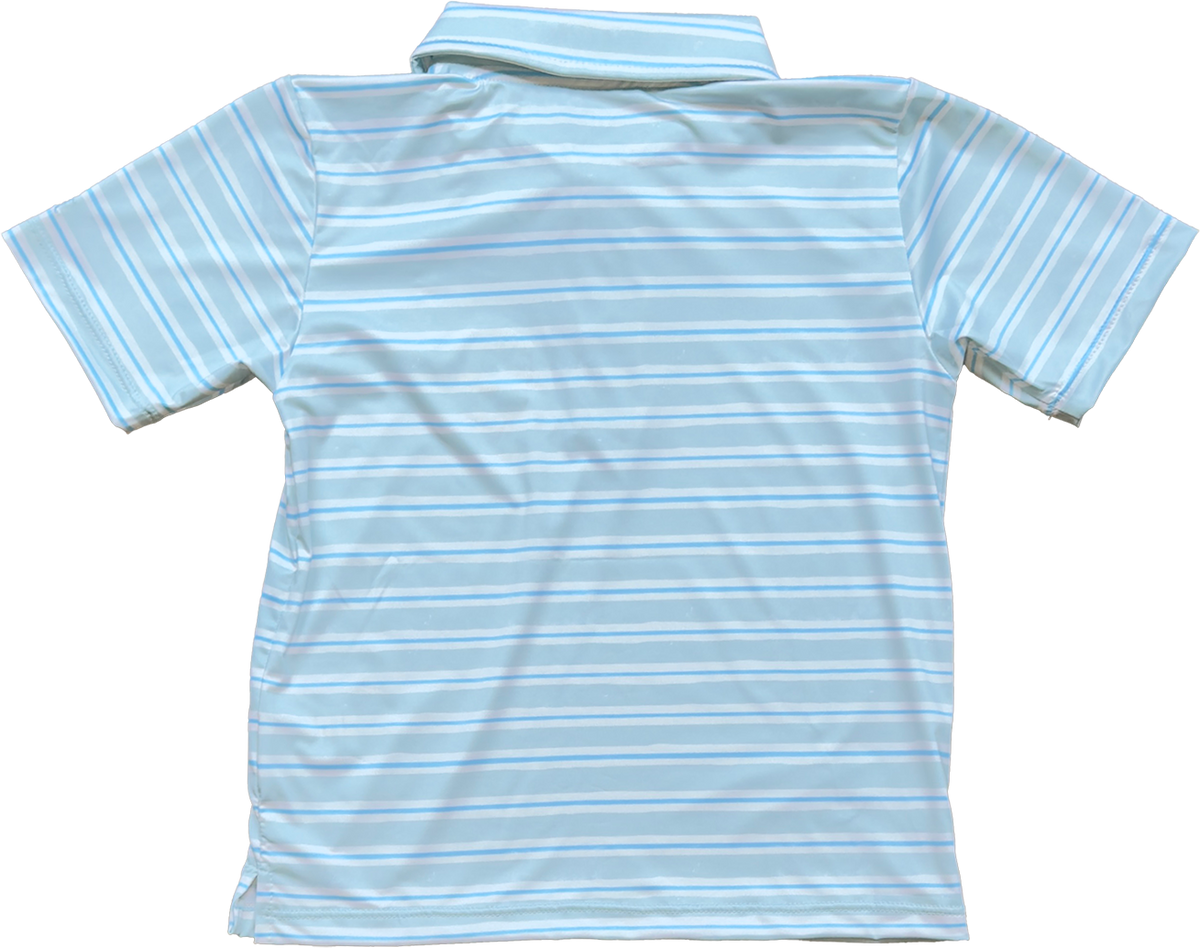 Athletic Polo in Stripe in Blue Jay