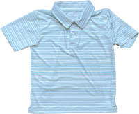 Athletic Polo in Stripe in Blue Jay