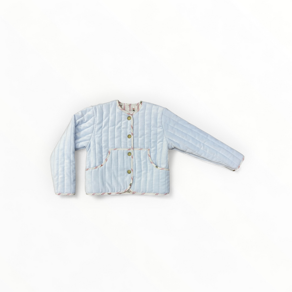 Quilted Velvet Jacket in Frost and Holiday Dot Stripe