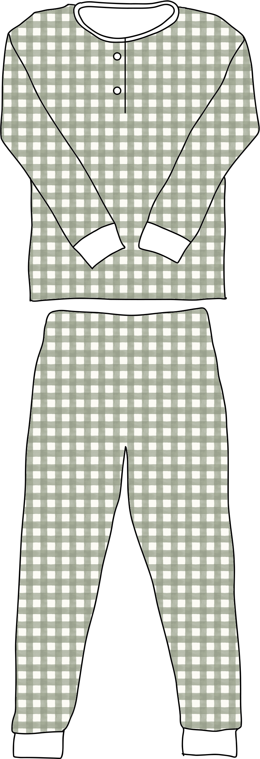 Boys Pajamas in Field Check Sage