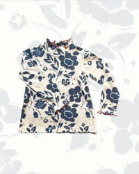 Evelyn Turtleneck in Dot Stripe and Shelby Navy