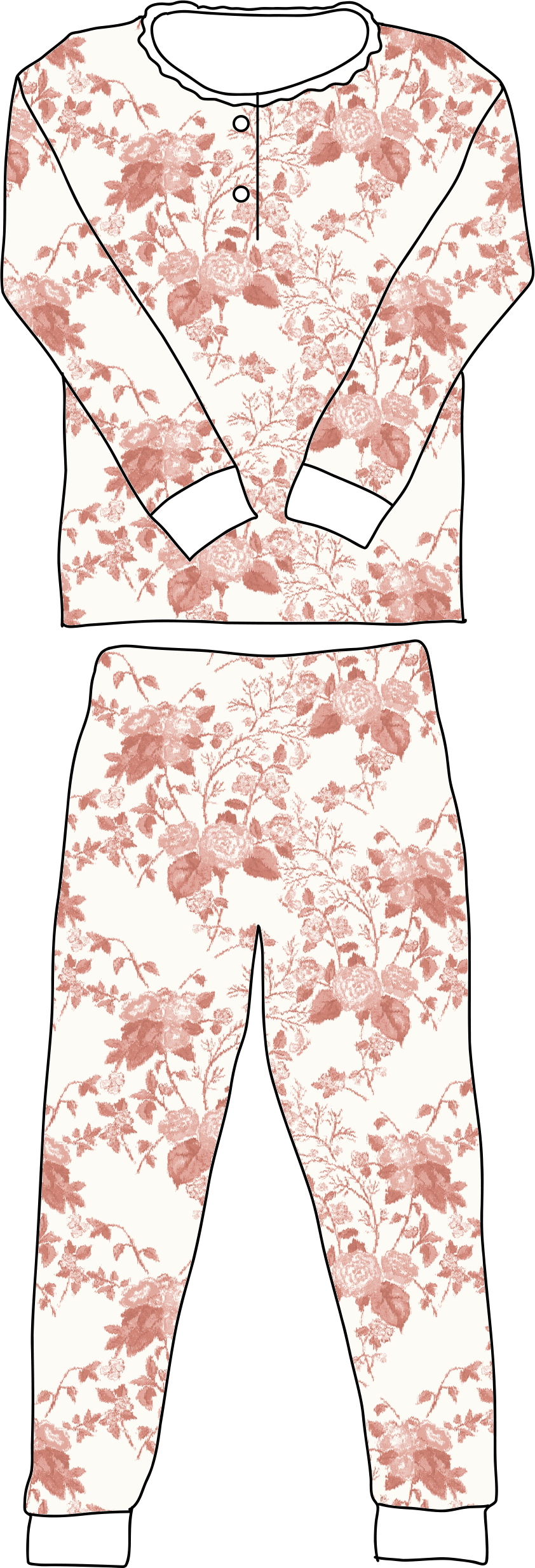 Girls Pajamas in Chinoiserie in Spice