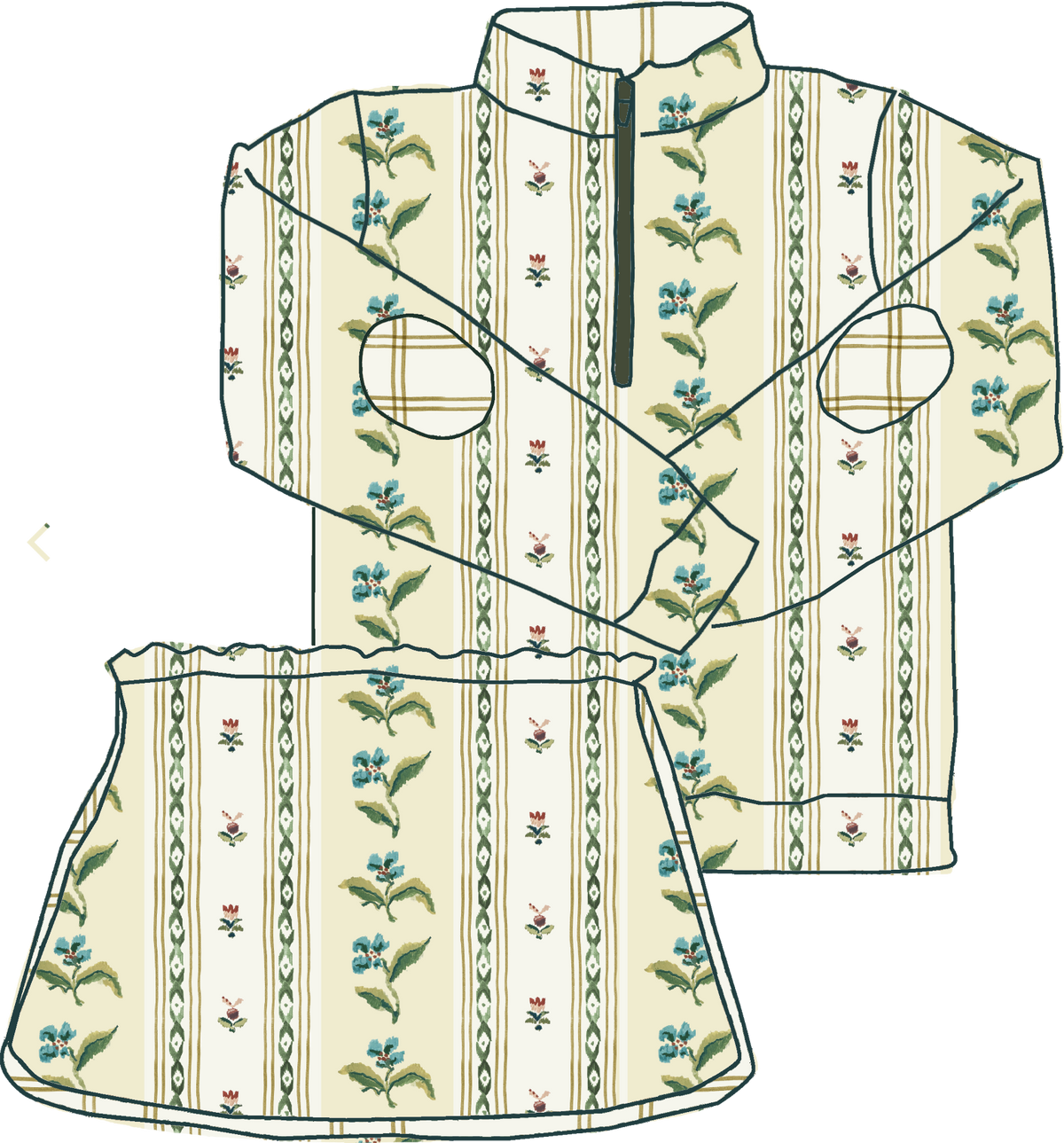 Kitt Set in French Stripe/Window Pane