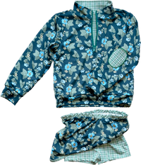 Kitt Set in Spring Mustard Flower In Navy/ Apple Check