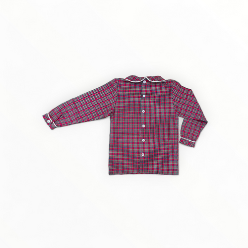 Boys Peter Pan Shirt in Holiday Plaid