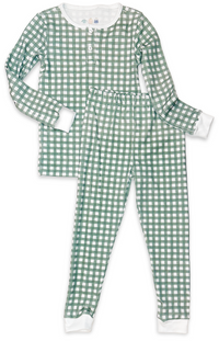 Boys Pajamas in Field Check Sage