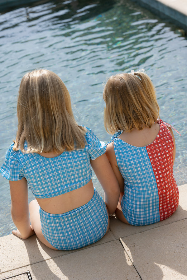 Twist Suit | Tie-top One Piece | Cherry Check and Dockside Check