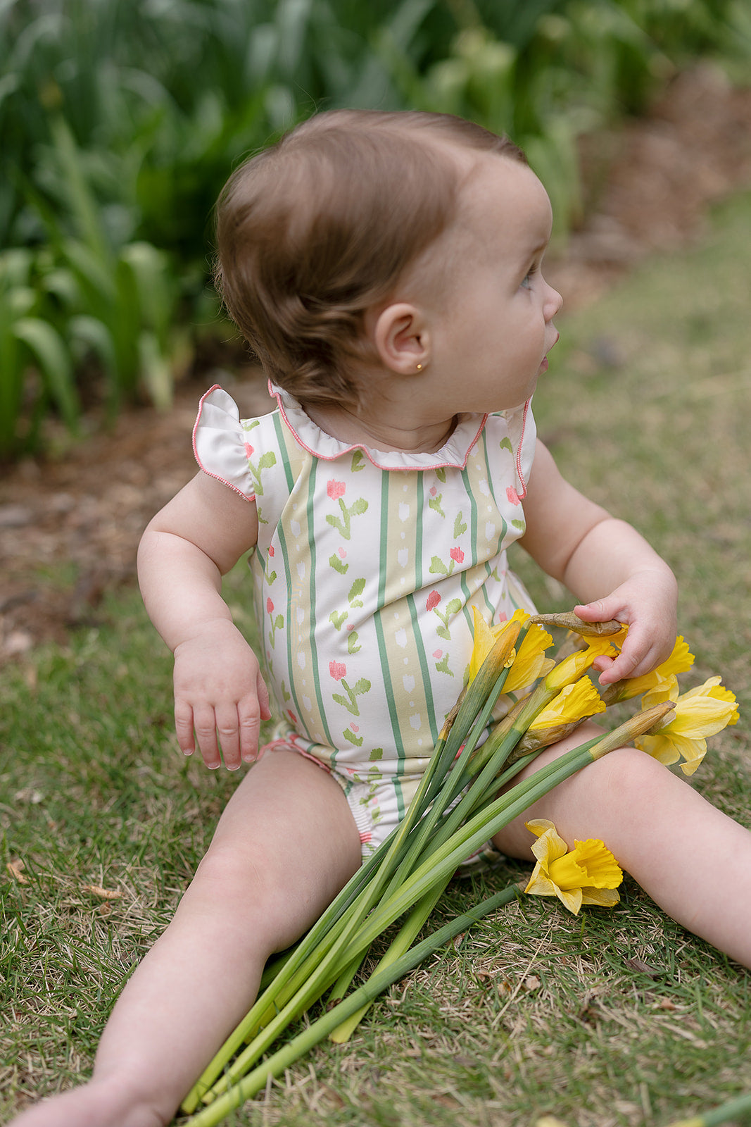Bingley Suit in Vivian Stripe In Daffodil