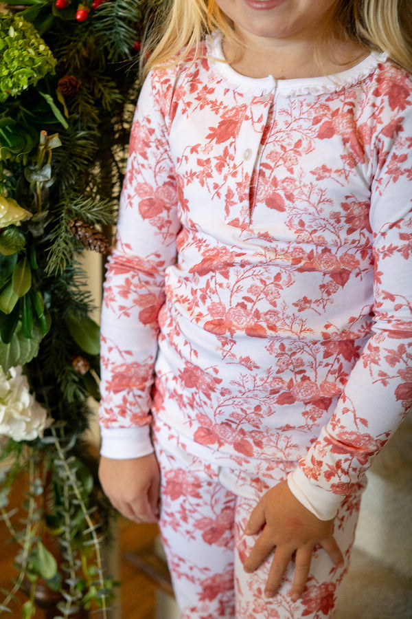 Girls Pajamas in Chinoiserie in Spice