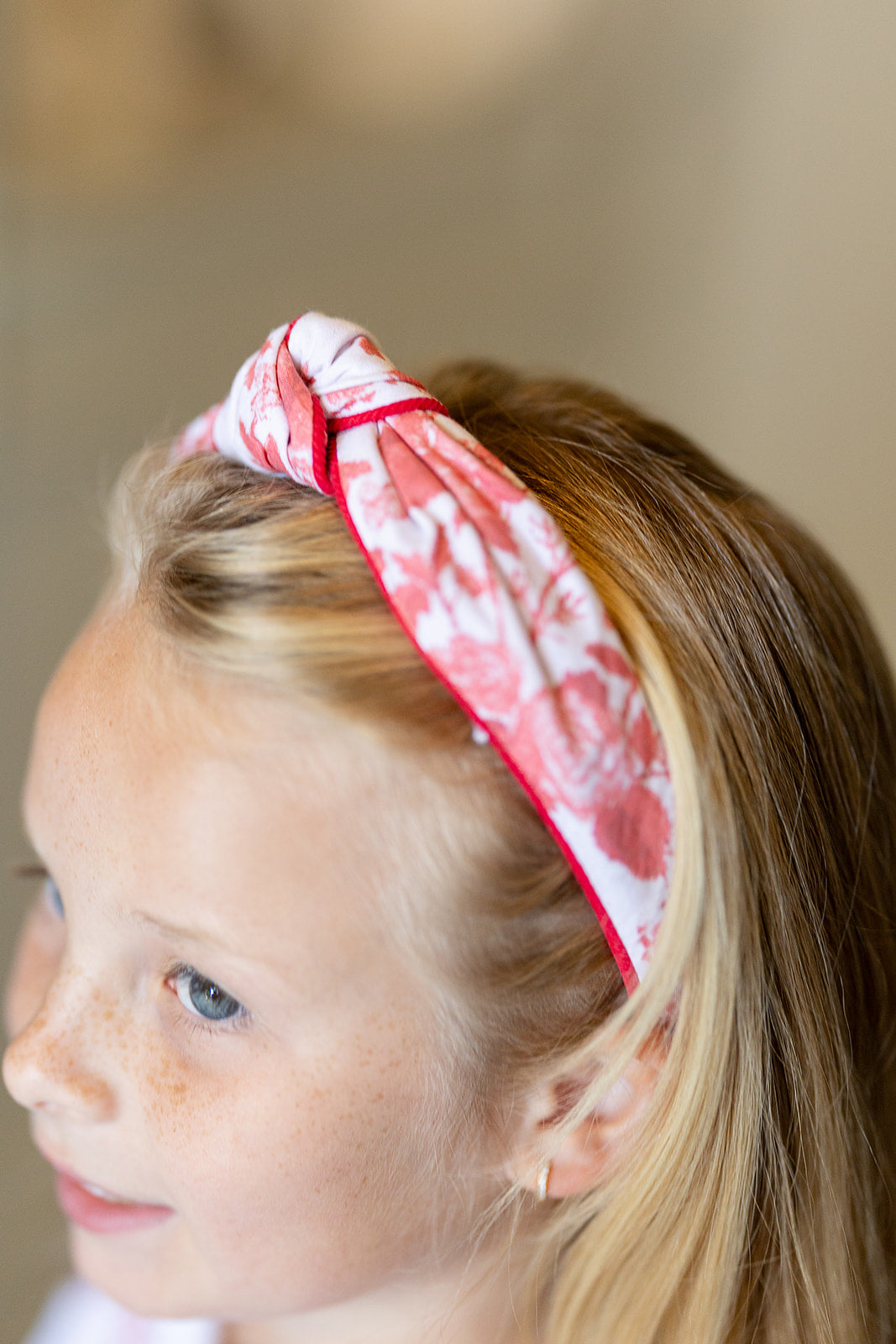 Headband in Chinoiserie in Spice/ lined Field Check Sage