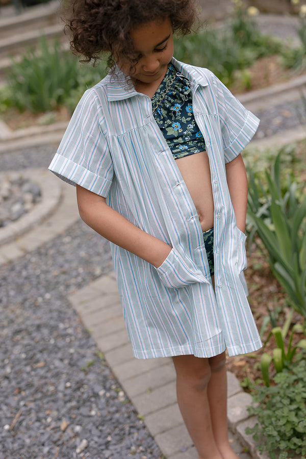 Girls Coverup in Stripe in Blue Jay