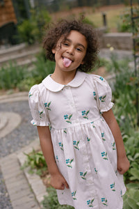 Charlotte Dress in Flame Stitch Floral