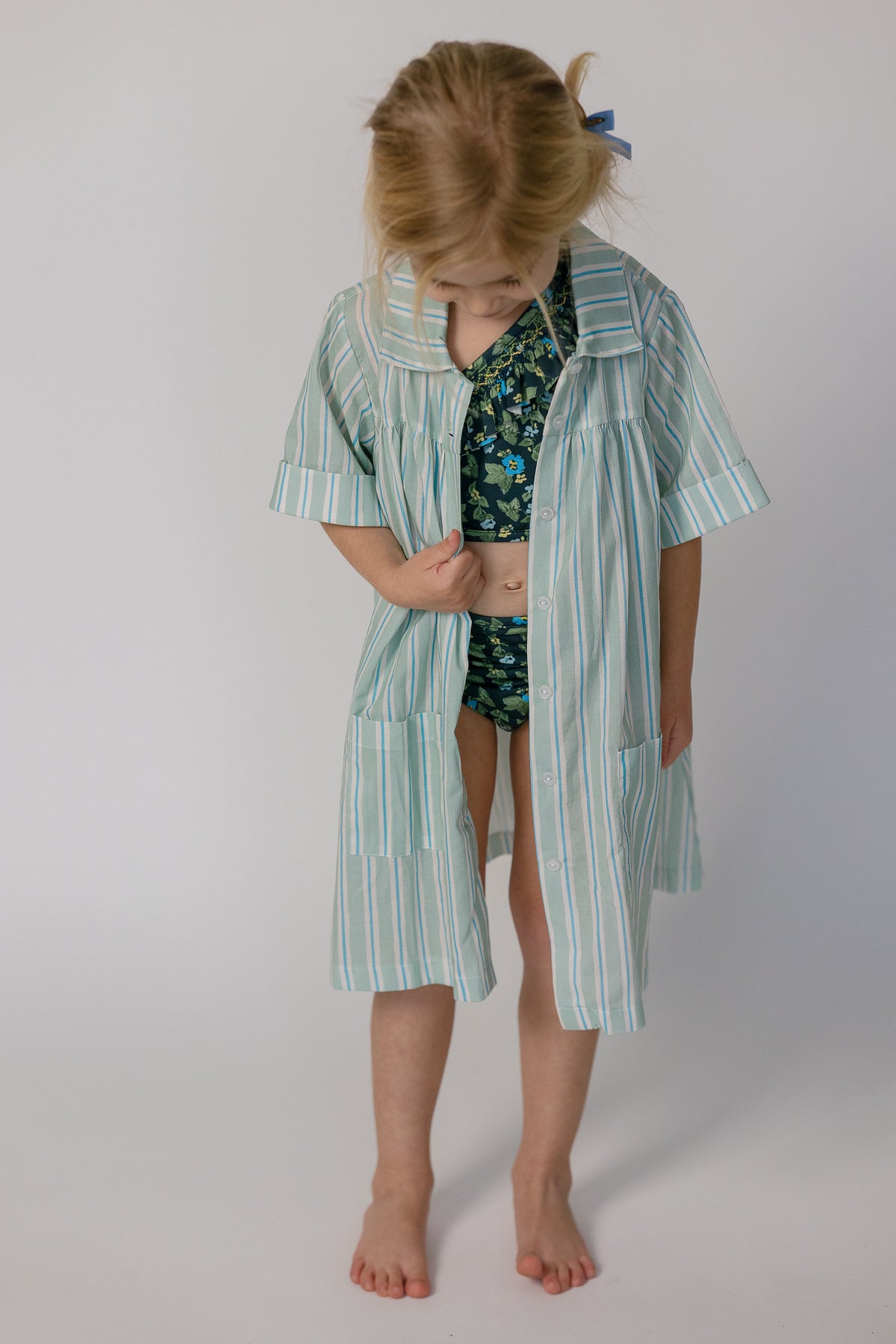 Girls Coverup in Stripe in Blue Jay