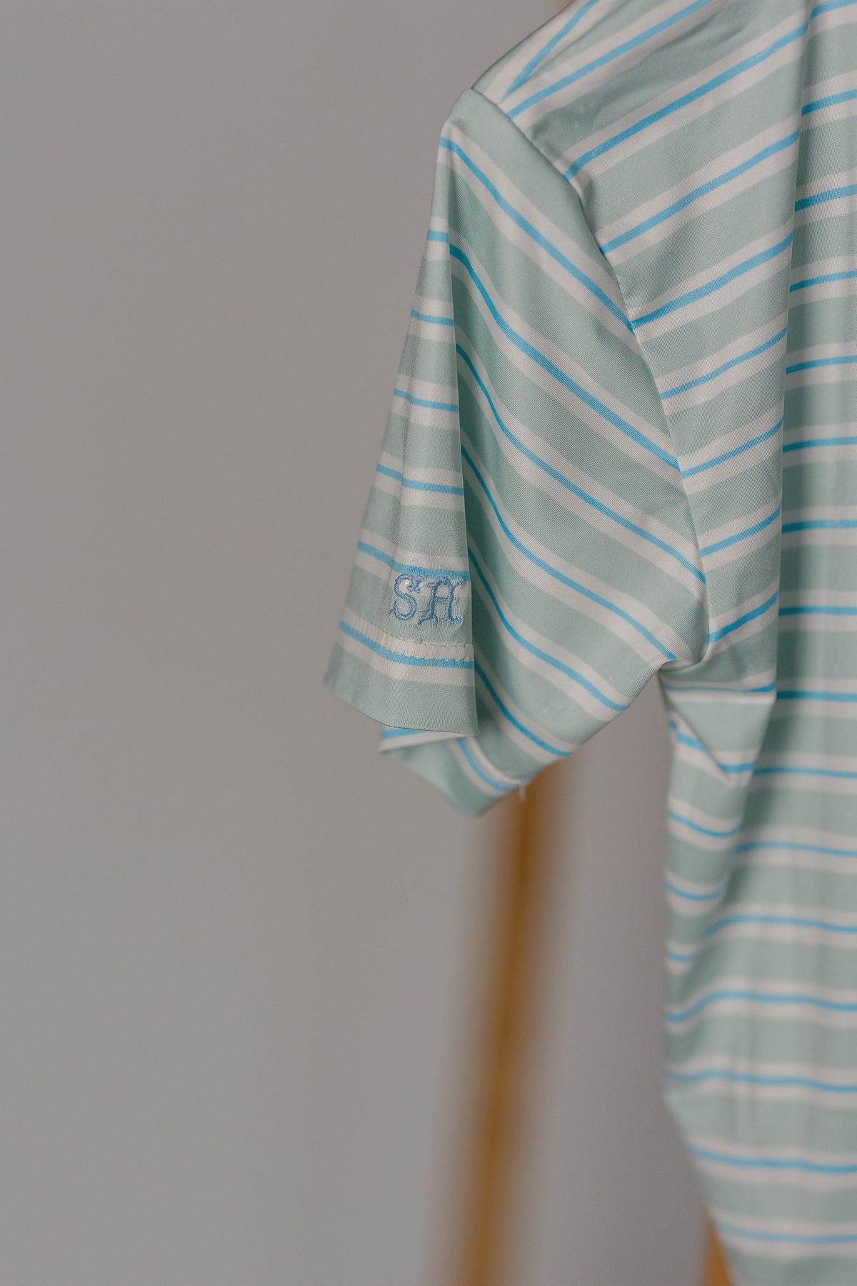 Athletic Polo in Stripe in Blue Jay