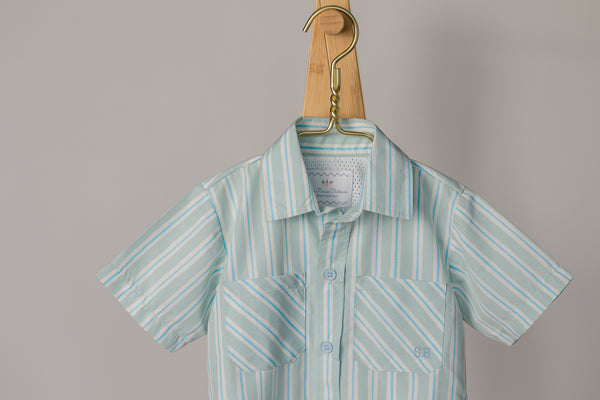 Sporting Shirt in Stripe in Blue Jay