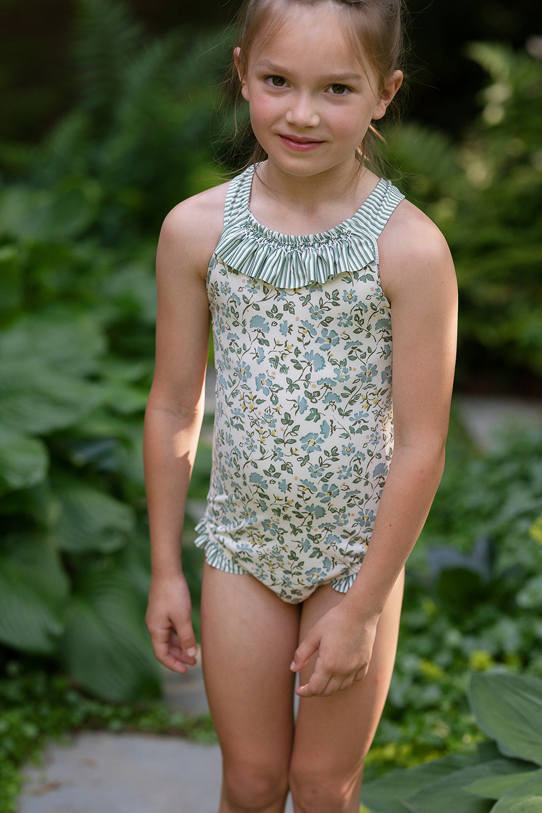 Dottie Suit in Mimosa Flower Cream/French Ticking