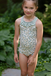 Dottie Suit in Mimosa Flower Cream/French Ticking