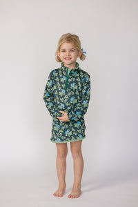 Kitt Set in Spring Mustard Flower In Navy/ Apple Check