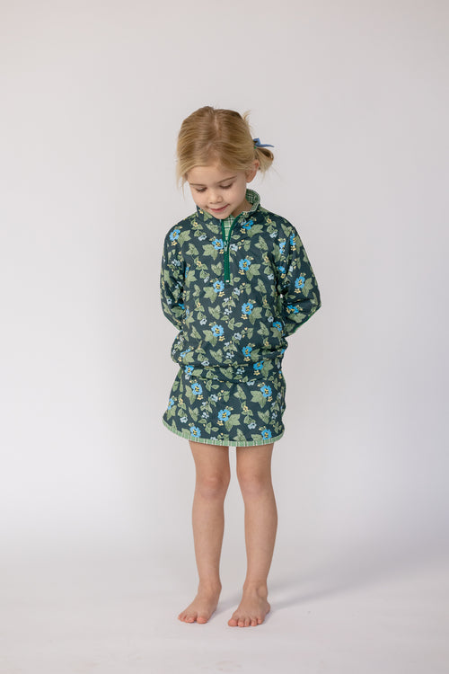 Kitt Set in Spring Mustard Flower In Navy/ Apple Check