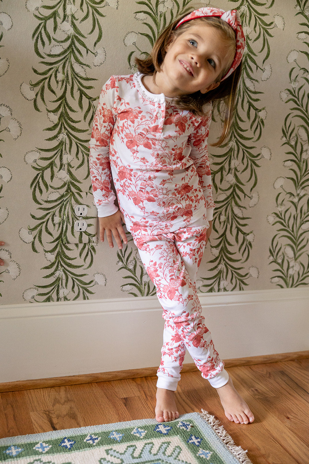 Girls Pajamas in Chinoiserie in Spice