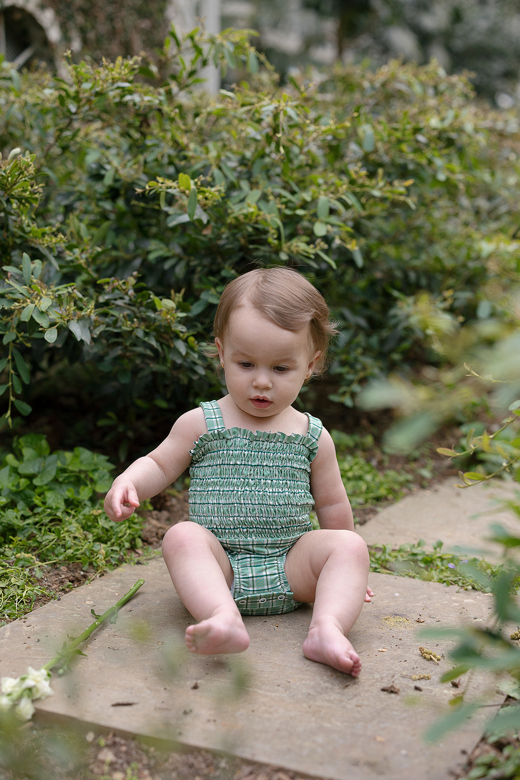 Tessa Smocked One Piece in Apple Check