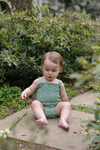 Tessa Smocked One Piece in Apple Check