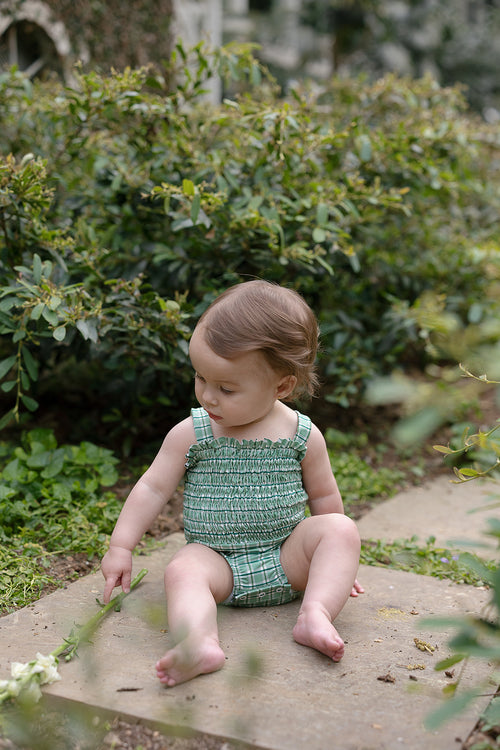Tessa Smocked One Piece in Apple Check