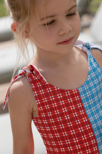 Twist Suit | Tie-top One Piece | Cherry Check and Dockside Check