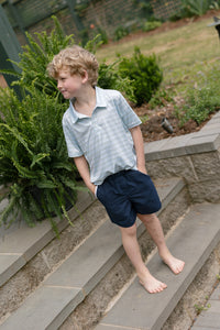 Athletic Polo in Stripe in Blue Jay