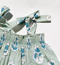 Teatime Dress | Smocked Tie Top | Medallion Flower Blue