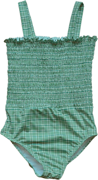 Tessa Smocked One Piece in Apple Check
