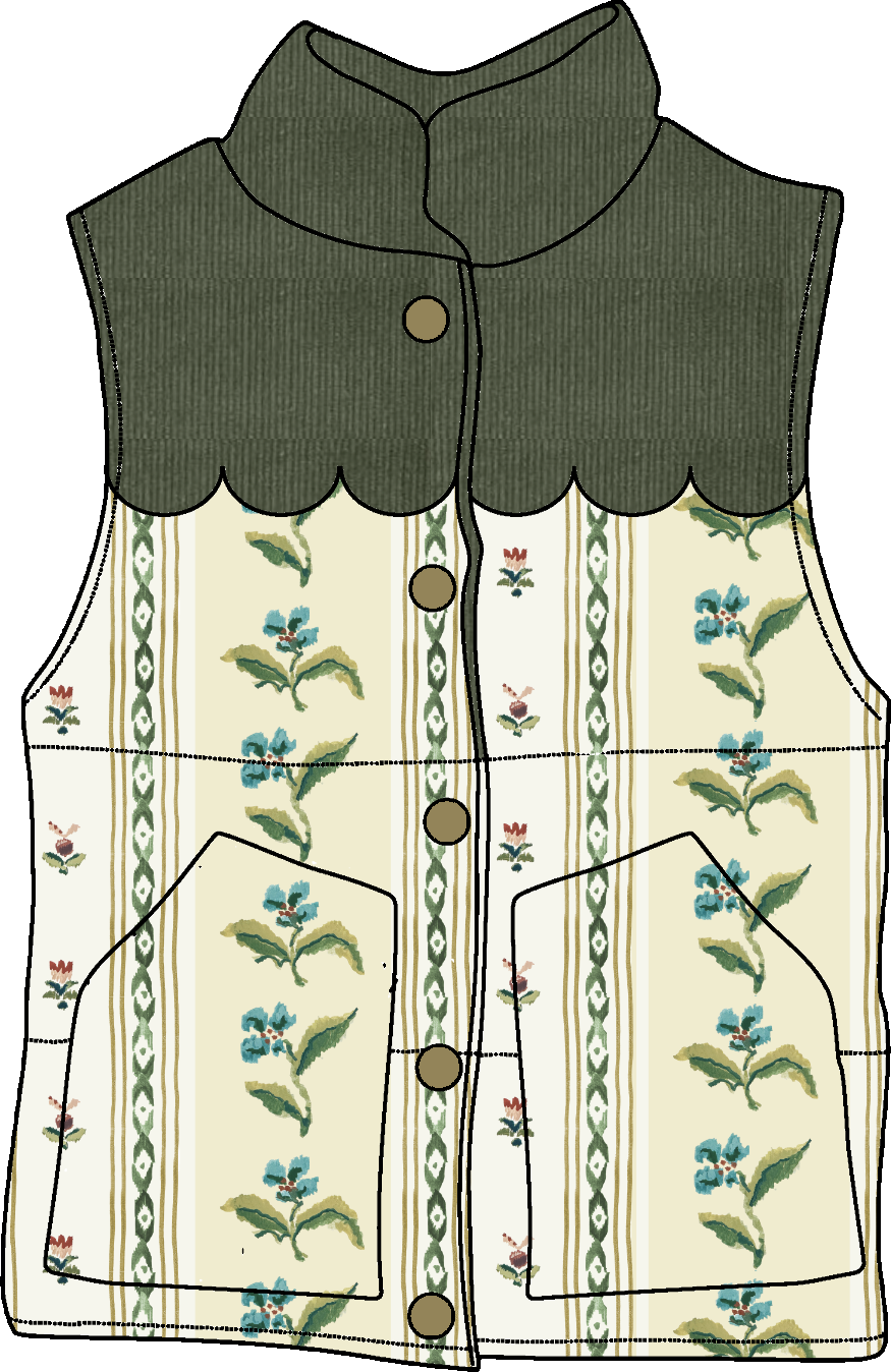 Scallop Vest in French Stripe