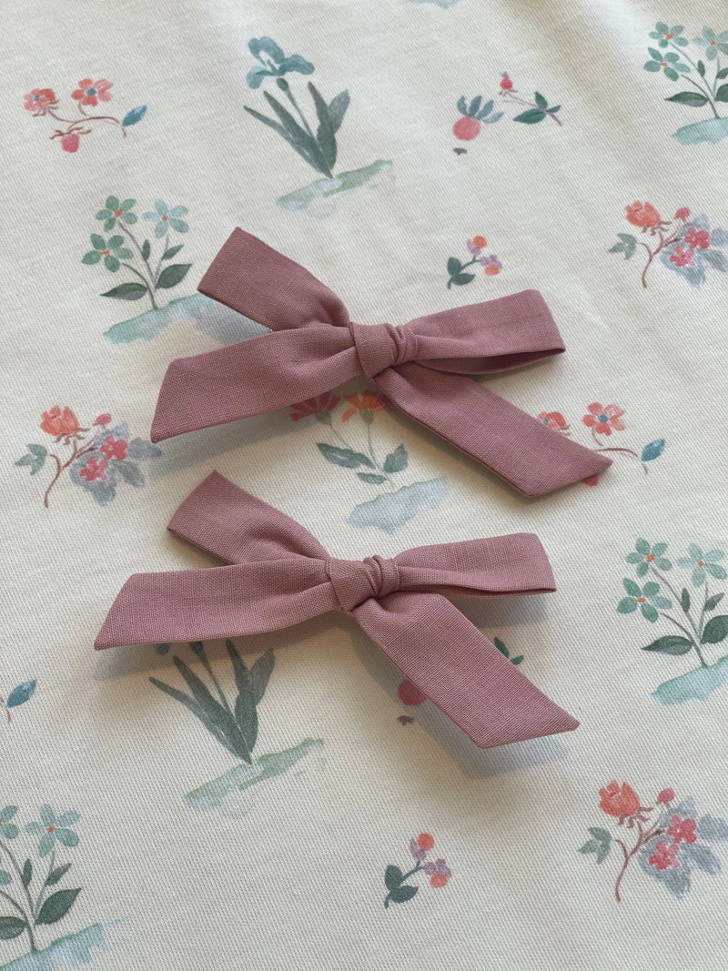 Pigtail Bow Set in Pink
