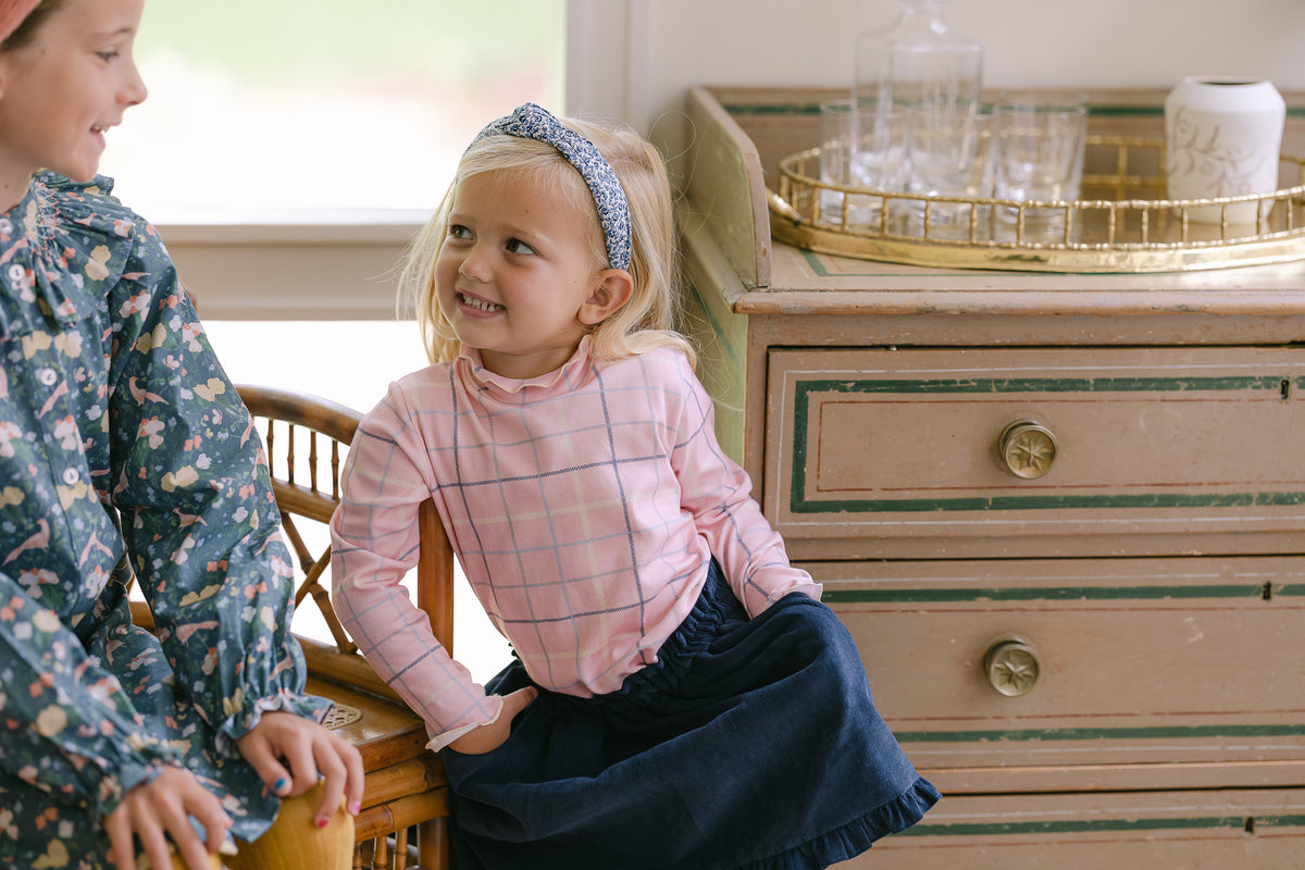Evelyn Turtleneck in Samantha Tartan Bubblegum